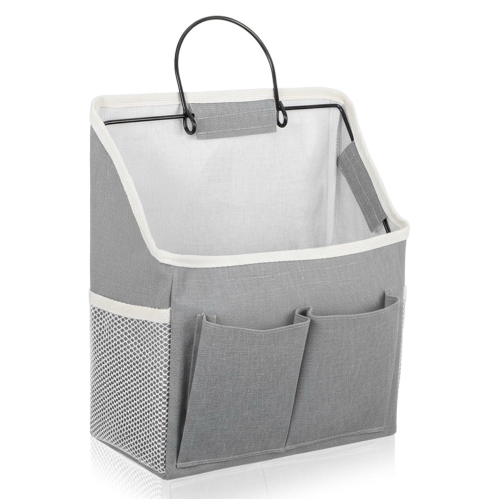 Gray Water Resistant Hanging Basket with Four External Pockets
